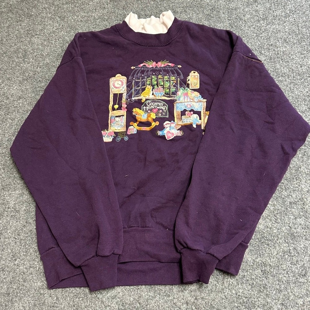 Endless Designs Sweatshirt Womens Size XL Purple Country Heartland Graphic USA